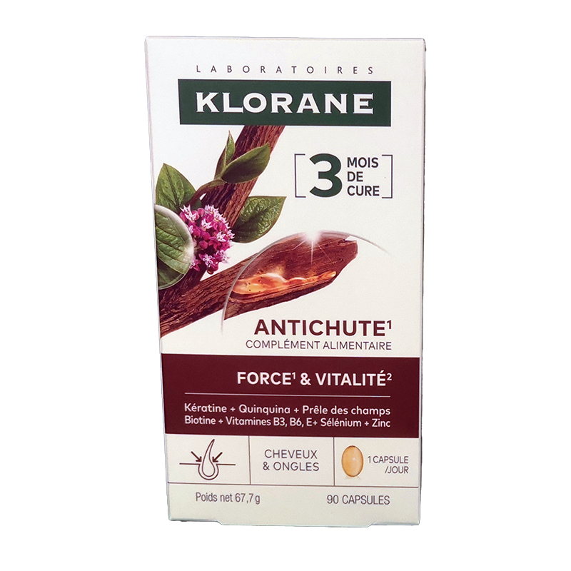 ANTICHUTE FORCE & VITALITÉ QUININE 90 CAPSULES KLORANE