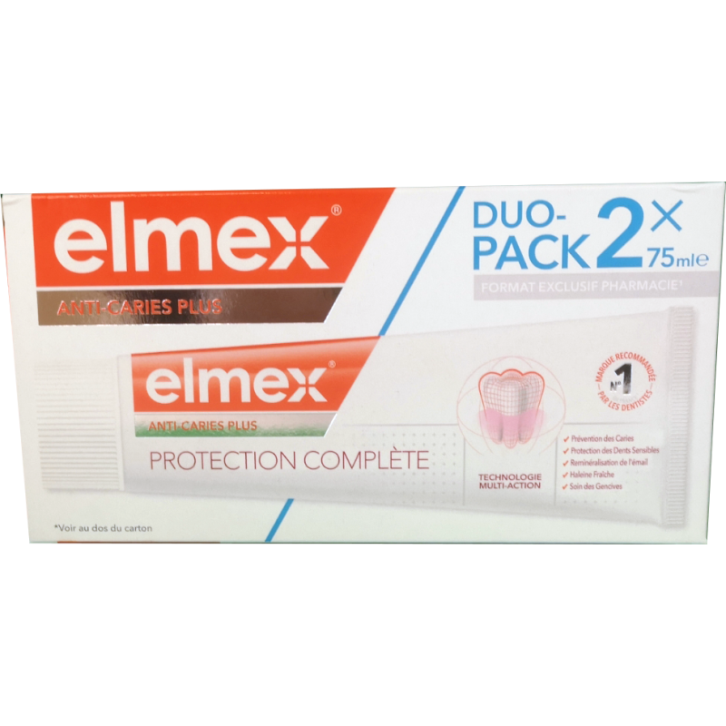 DENTIFRICE ANTI-CARIES + PROTECTION COMPLETE DUO PACK 2X75ML ELMEX