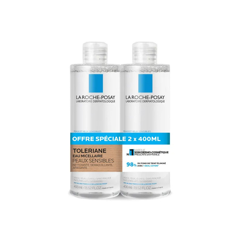 TOLERIANE EAU MICELLAIRE PEAUX SENSIBLES 2X400 ML LA ROCHE POSAY