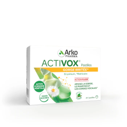 ACTIVOX GORGE MENTHE EUCALYTUS SANS SUCRE 24 PASTILLES ARKOPHARMA