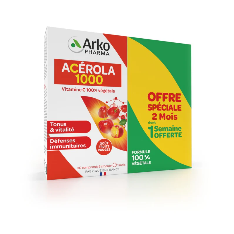 AZINC ACEROLA 1000 LOT DE 2 X 30 COMPRIMES ARKOPHARMA
