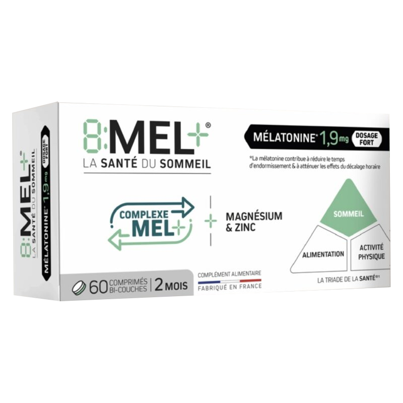 8:MEL+ MELATONINE 1,9 mg 60 COMPRIMES BI-COUCHES