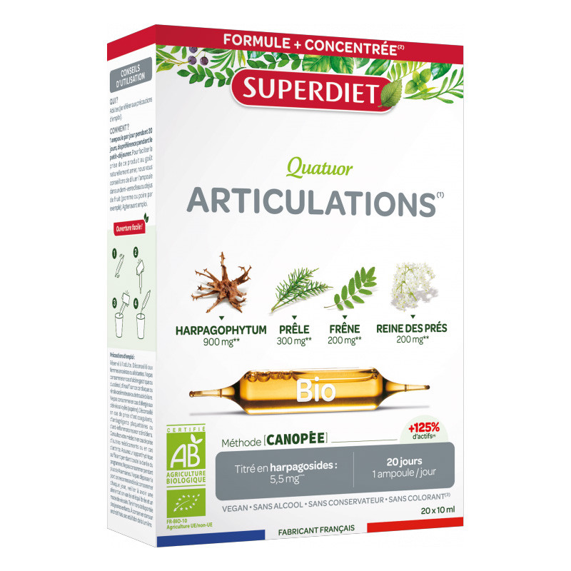 QUATUOR ARTICULATIONS BIO 20 ampoules de 10 ml SUPERDIET