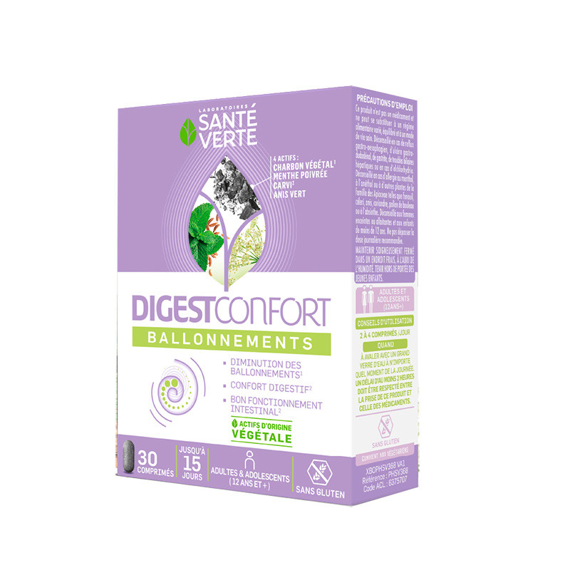 DIGESTCONFORT BALLONNEMENTS 30 COMPRIMES SANTE VERTE