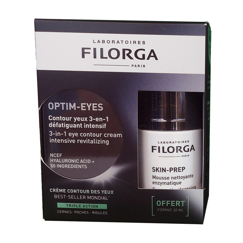 OPTIM-EYES CREME CONTOUR YEUX 15ML + SKIN-PREP MOUSSE NETTOYANTE 30ML OFFERTE FILORGA