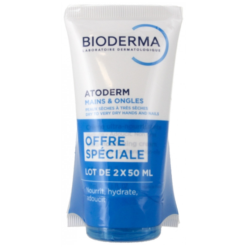 ATODERM MAINS ONGLES CREME ULTRA NOURRISSANTE LOT 2X50ML BIODERMA