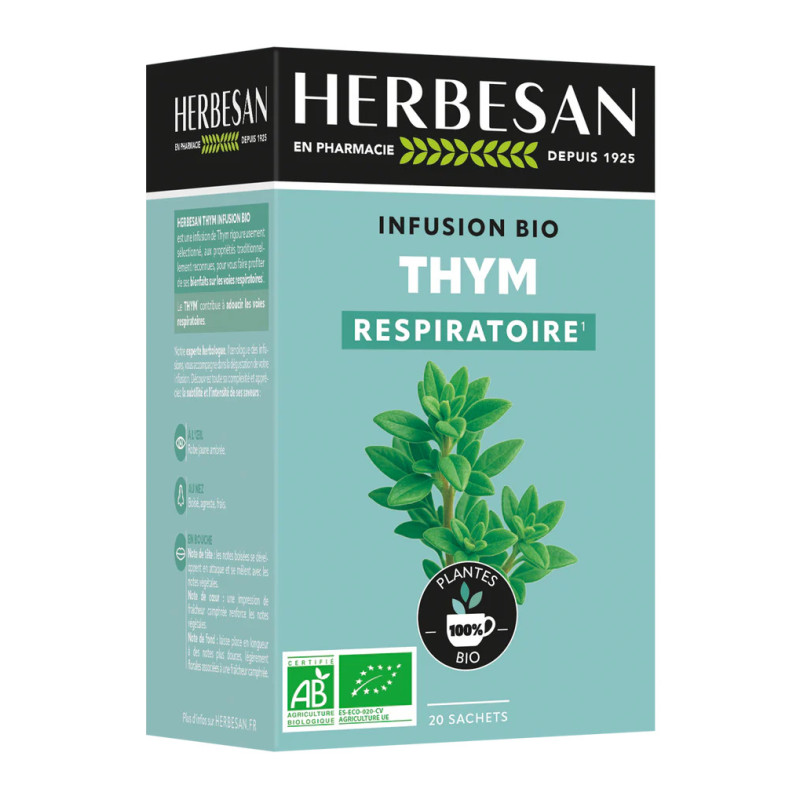 INFUSION THYM RESPIRATOIRE BIO X 20 SACHETS HERBESAN