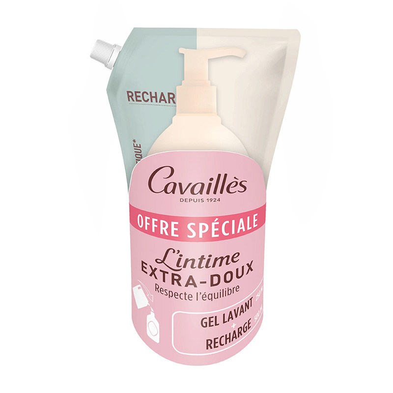 L'INTIME EXTRA-DOUX LOT DE 250 ML + ECO RECHARGE 500ML ROGE CAVAILLES