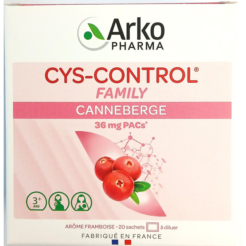 CYS CONTROL FAMILY CANNEBERGE 20 SACHETS ARÔME FRAMBOISE ARKOPHARMA