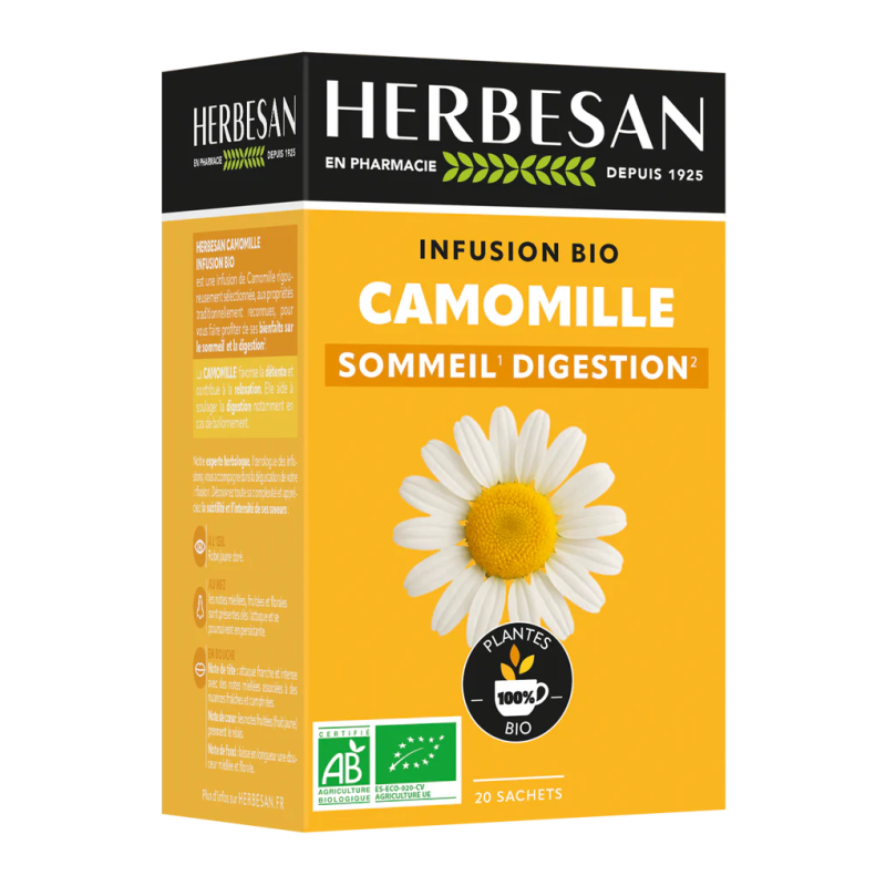 INFUSION CAMOMILLE BIO SOMMEIL DIGESTION X 20 SACHETS HERBESAN