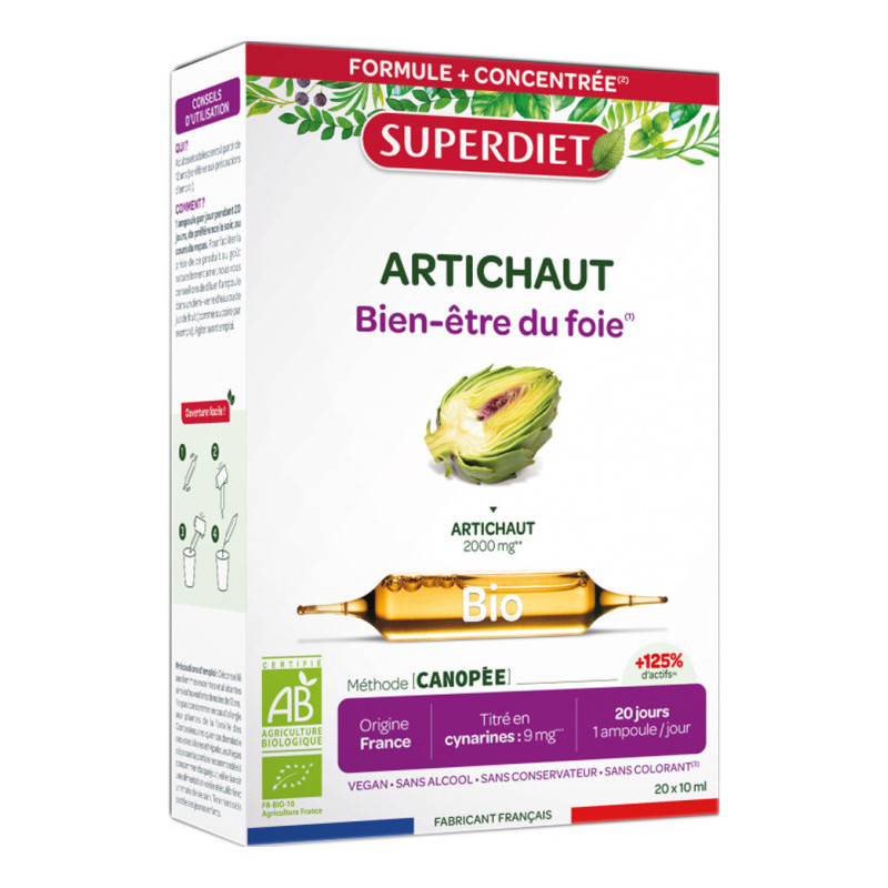 ARTICHAUT BIO 20 AMPOULES 10ML SUPERDIET