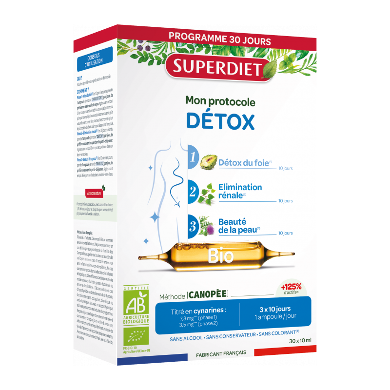 MON PROTOCOLE DETOX BIO 3 PHASES 30 AMPOULES 10ML SUPERDIET