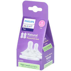 NATURAL RESPONSE TETINES SILICONE X2 3 MOIS+ DÉBIT 4 AVENT