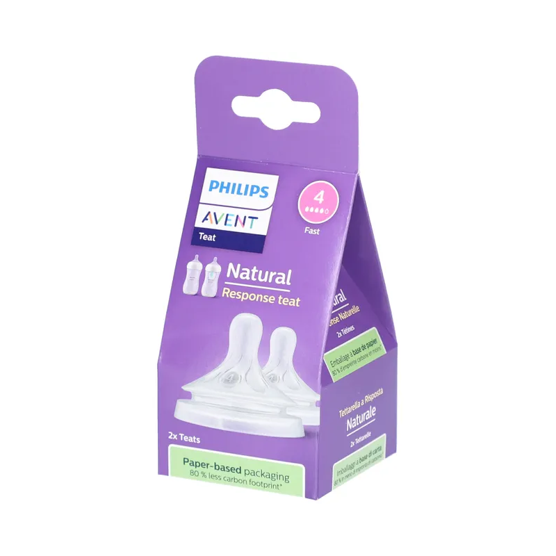 NATURAL RESPONSE TETINES SILICONE X2 3 MOIS+ DÉBIT 4 AVENT