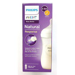 BIBERON NATURAL RESPONSE 3-6 MOIS DÉBIT MOYEN 260ML AVENT