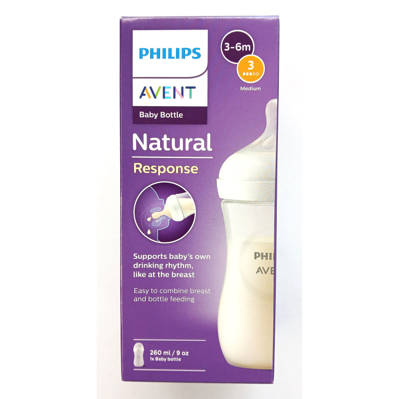 BIBERON NATURAL RESPONSE 3-6 MOIS DÉBIT MOYEN 260ML AVENT