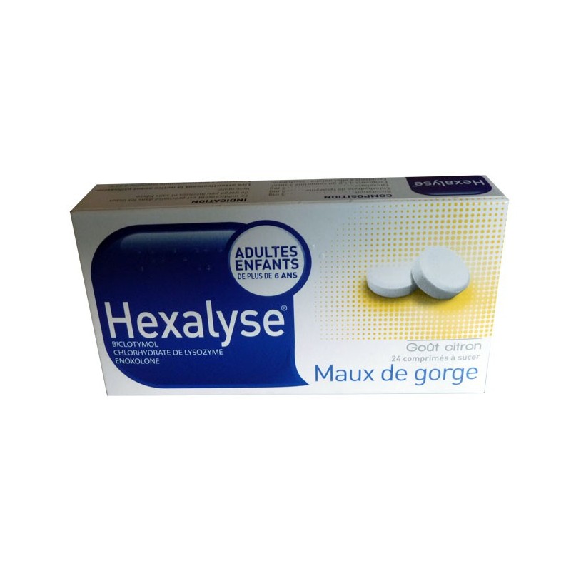 HEXALYSE MAUX DE GORGE CITRON 24 COMPRIMES BOUCHARA RECORDATI