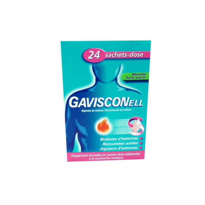 GAVISCONELL MENTHE SANS SUCRE 24 SACHETS DOSE